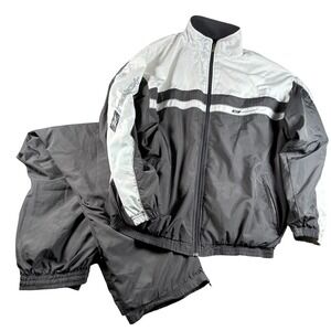 VTG Y2K Reebok Mens Tracksuit Gray White Colorblock Full Zip Nylon Sz L Run DMC